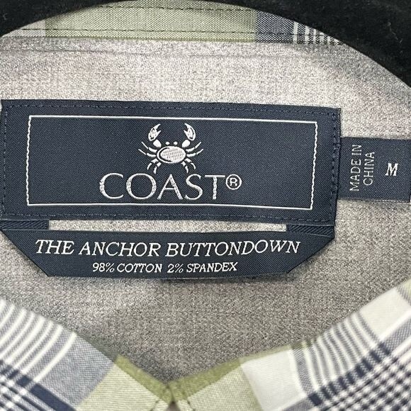 NWT Coast Men's Green "The Anchor Buttondown" Long Sleeve Shirt Size Medium - Picture 3 of 5